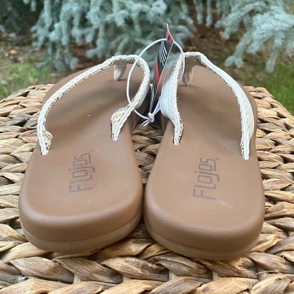 NEW Flojos Ivory Tan with Braided Edge Flip Flop Thong Toe Flat Sandals. Size 7 - Picture 5 of 10